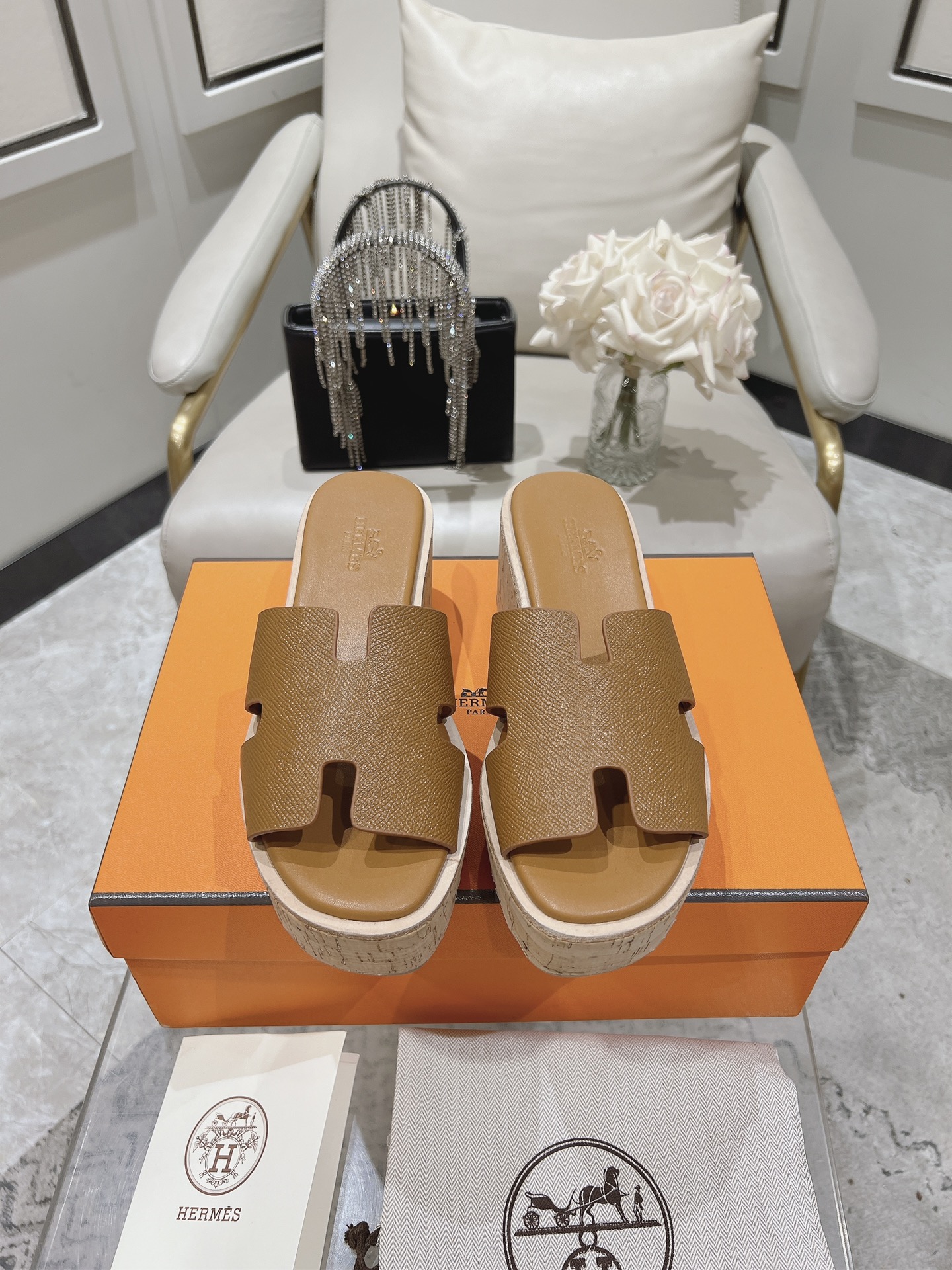 HERMES 00149 Hermès Eze 30 Women's Sandals Brown Size