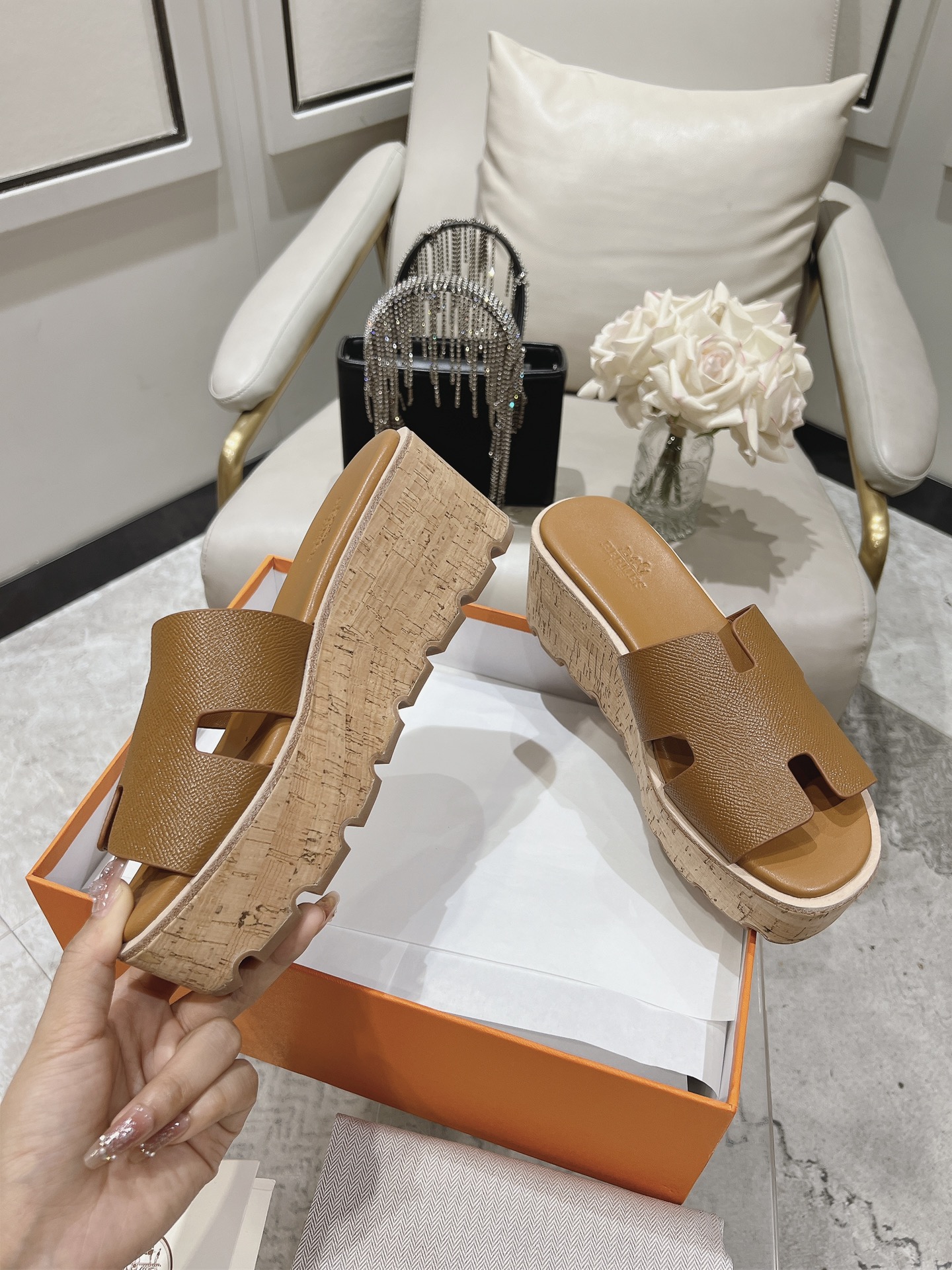 HERMES 00149 Hermès Eze 30 Women's Sandals Brown Size