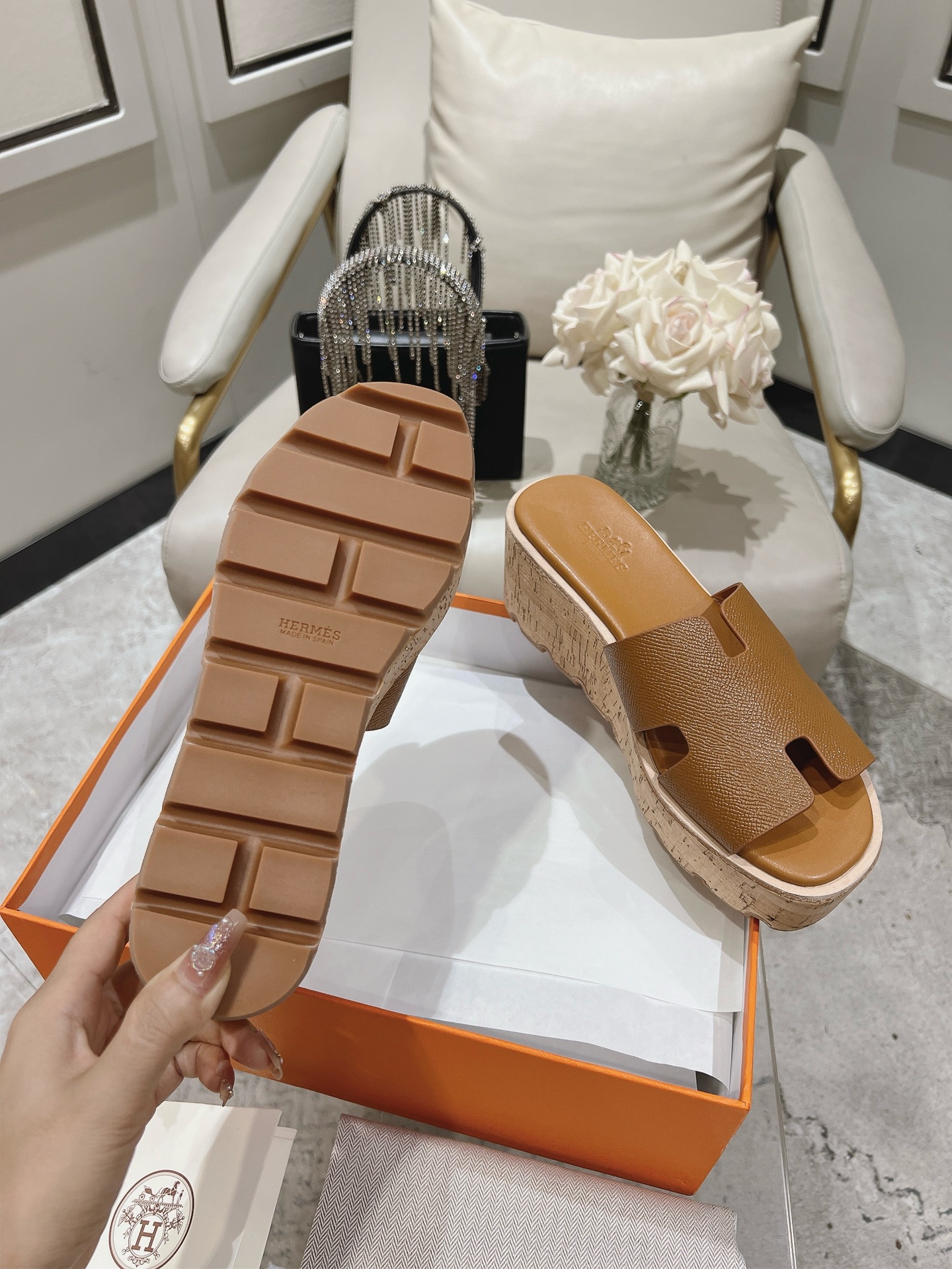 HERMES 00149 Hermès Eze 30 Women's Sandals Brown Size