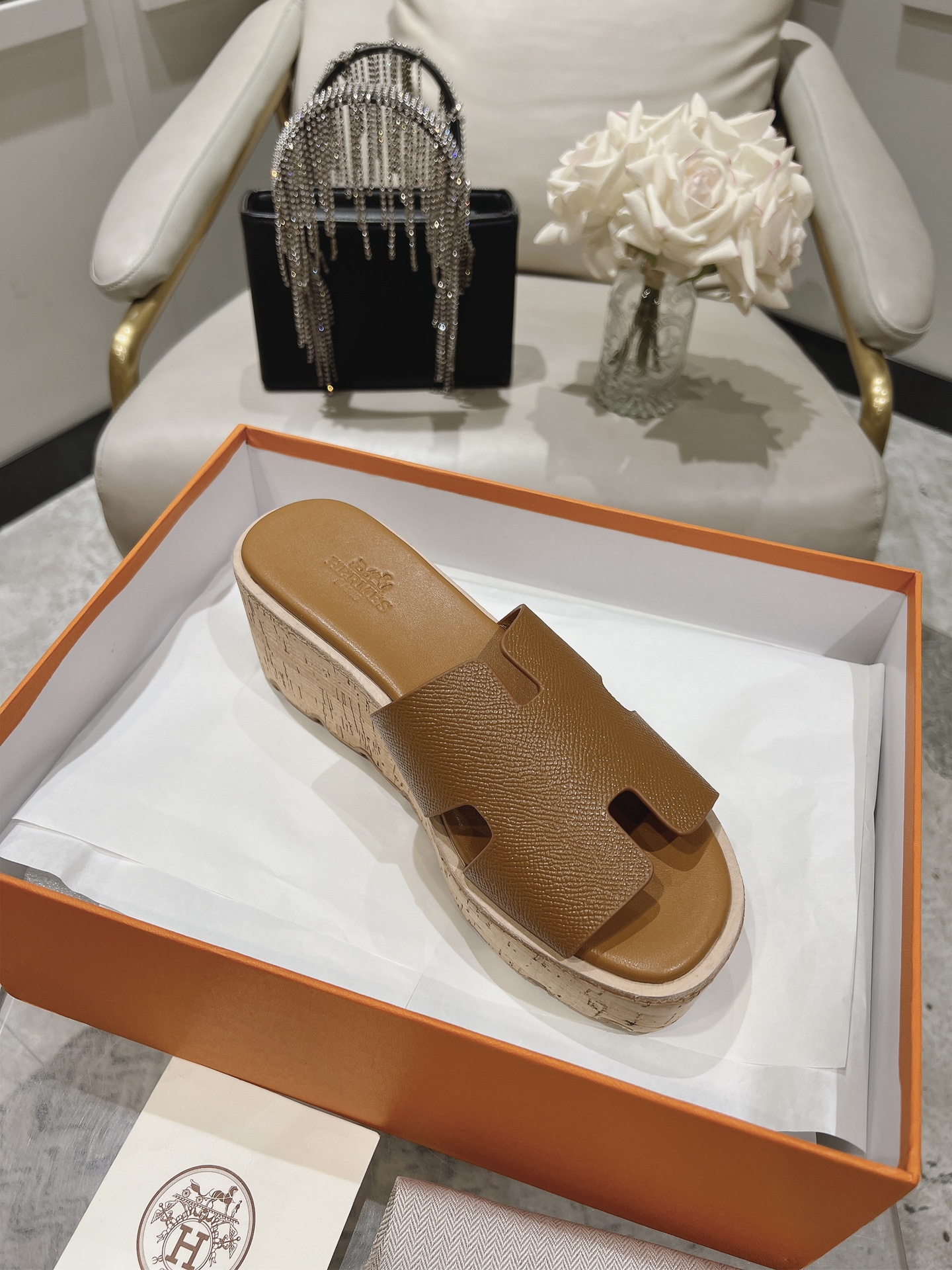HERMES 00149 Hermès Eze 30 Women's Sandals Brown Size