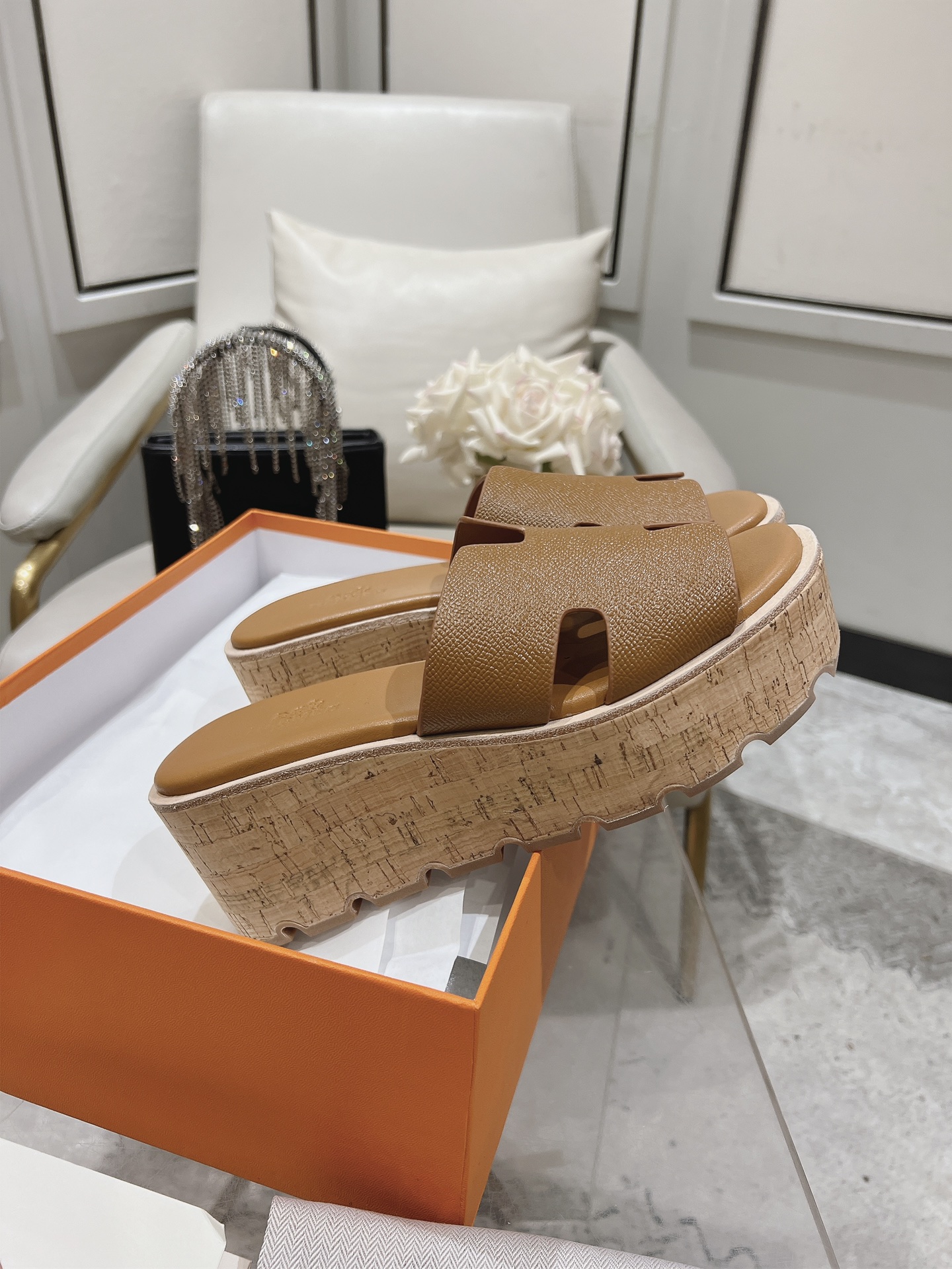 HERMES 00149 Hermès Eze 30 Women's Sandals Brown Size