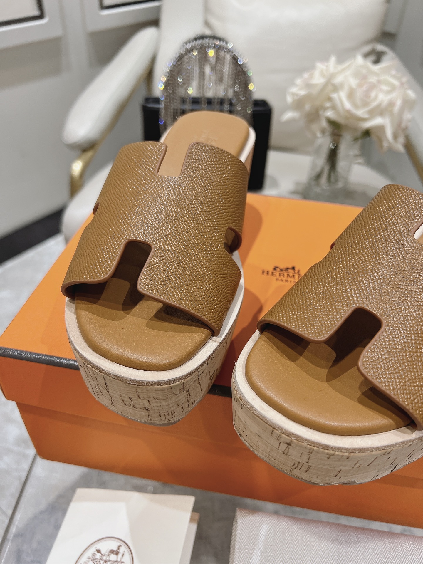HERMES 00149 Hermès Eze 30 Women's Sandals Brown Size