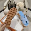 HERMES Suede Goatskin Cork Eze 30 Sandals Bleu ...