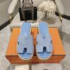 HERMES Suede Goatskin Cork Eze 30 Sandals Bleu ...