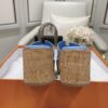 HERMES Suede Goatskin Cork Eze 30 Sandals Bleu ...
