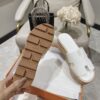 Hermes White Leather Eze Wedge Sandals Size