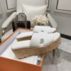 Hermes White Leather Eze Wedge Sandals Size