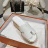 Hermes White Leather Eze Wedge Sandals Size