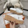 Hermes White Leather Eze Wedge Sandals Size