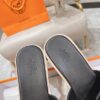Hermes black Leather Eze Wedge Sandals Size
