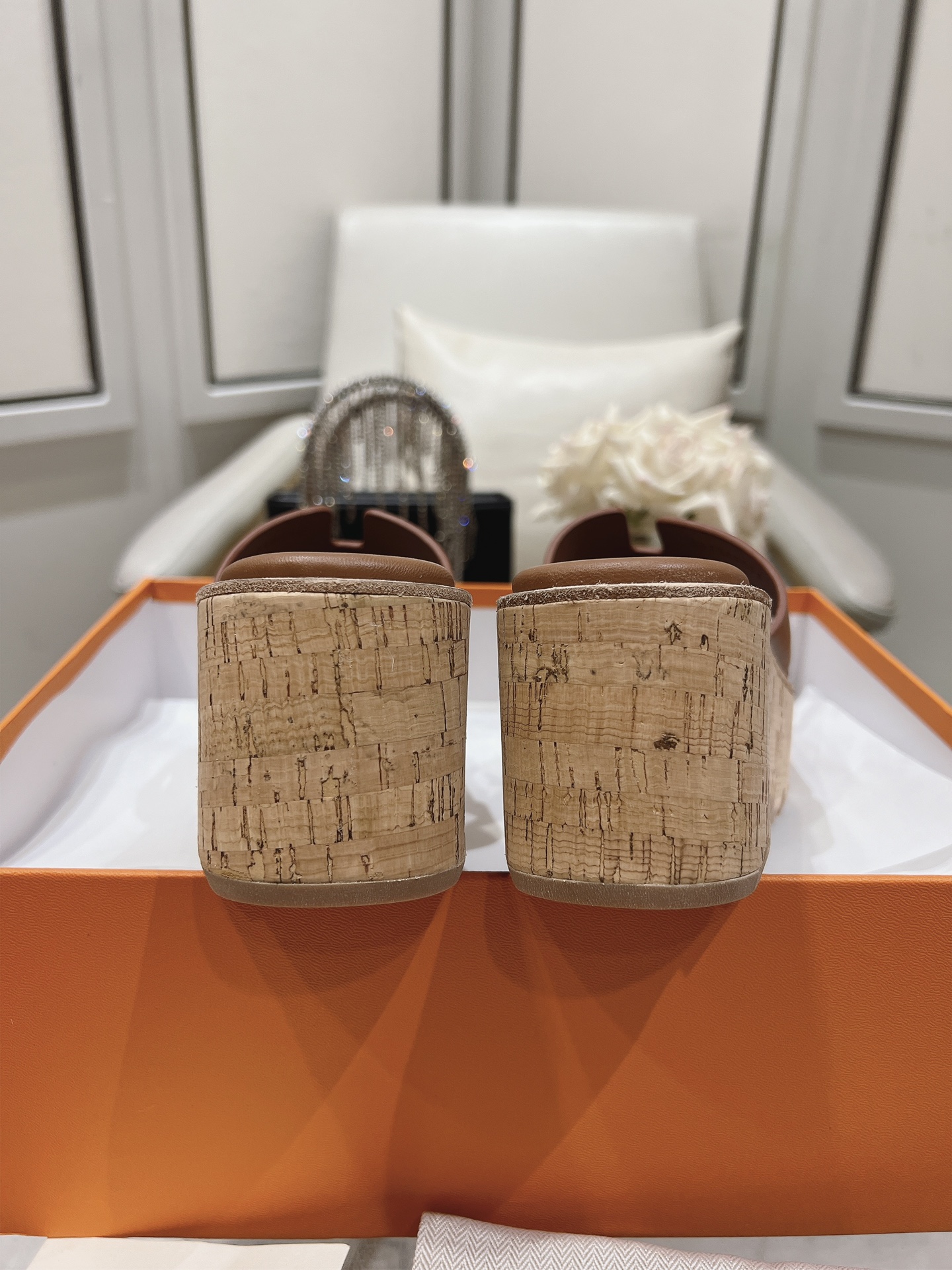 Hermes  Calfskin Cork Eze 30 Sandals  Marron Glaise Sold Out