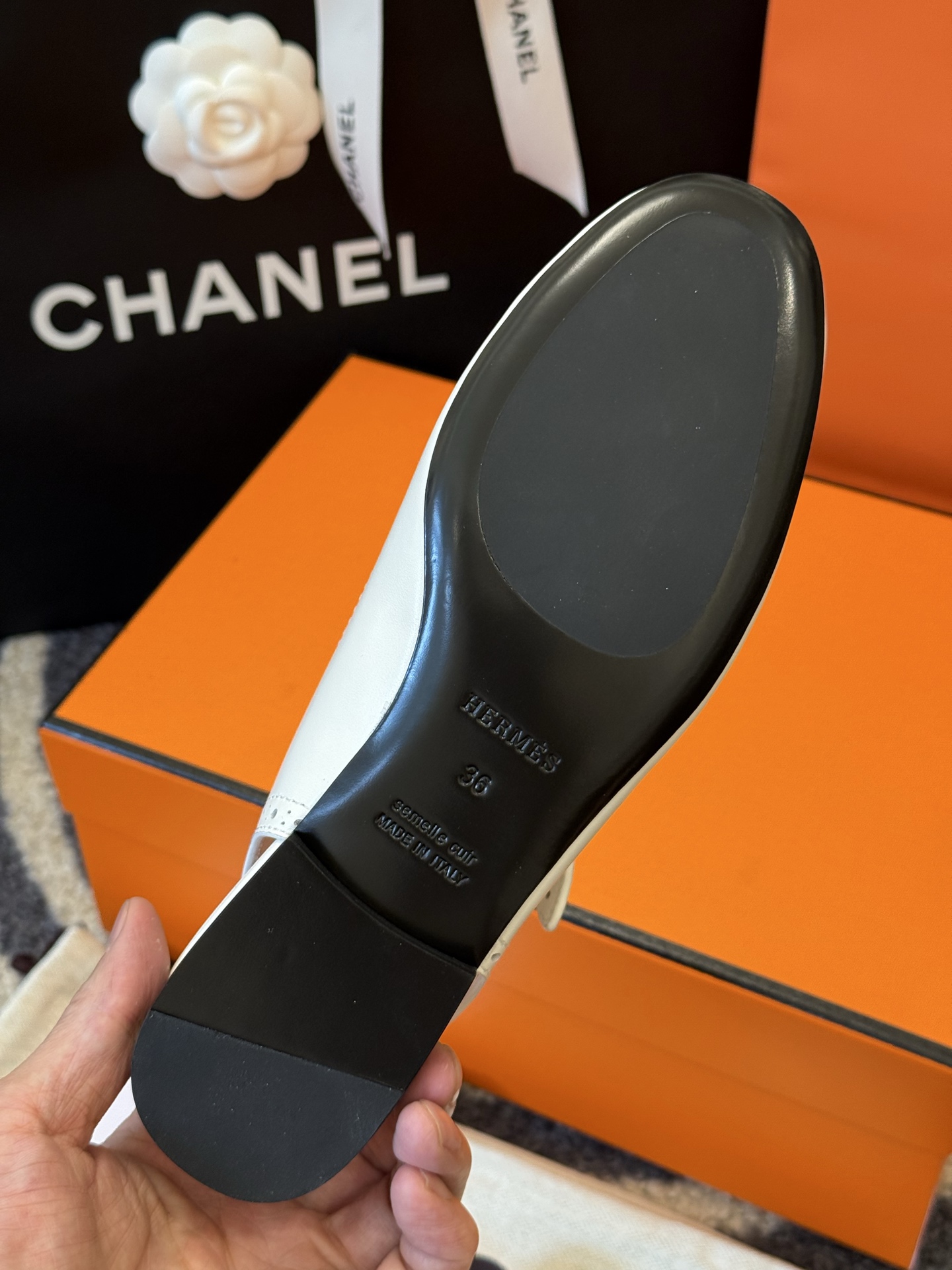 Hermès Kim Slingback – White Calfskin Leather