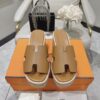 Hermes Eze Leather Platform Slides In Brown Womens Size Dust Bags