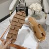 Hermes Eze Leather Platform Slides In Brown Womens Size Dust Bags
