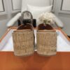 Hermes Eze Leather Platform Slides In Brown Womens Size Dust Bags