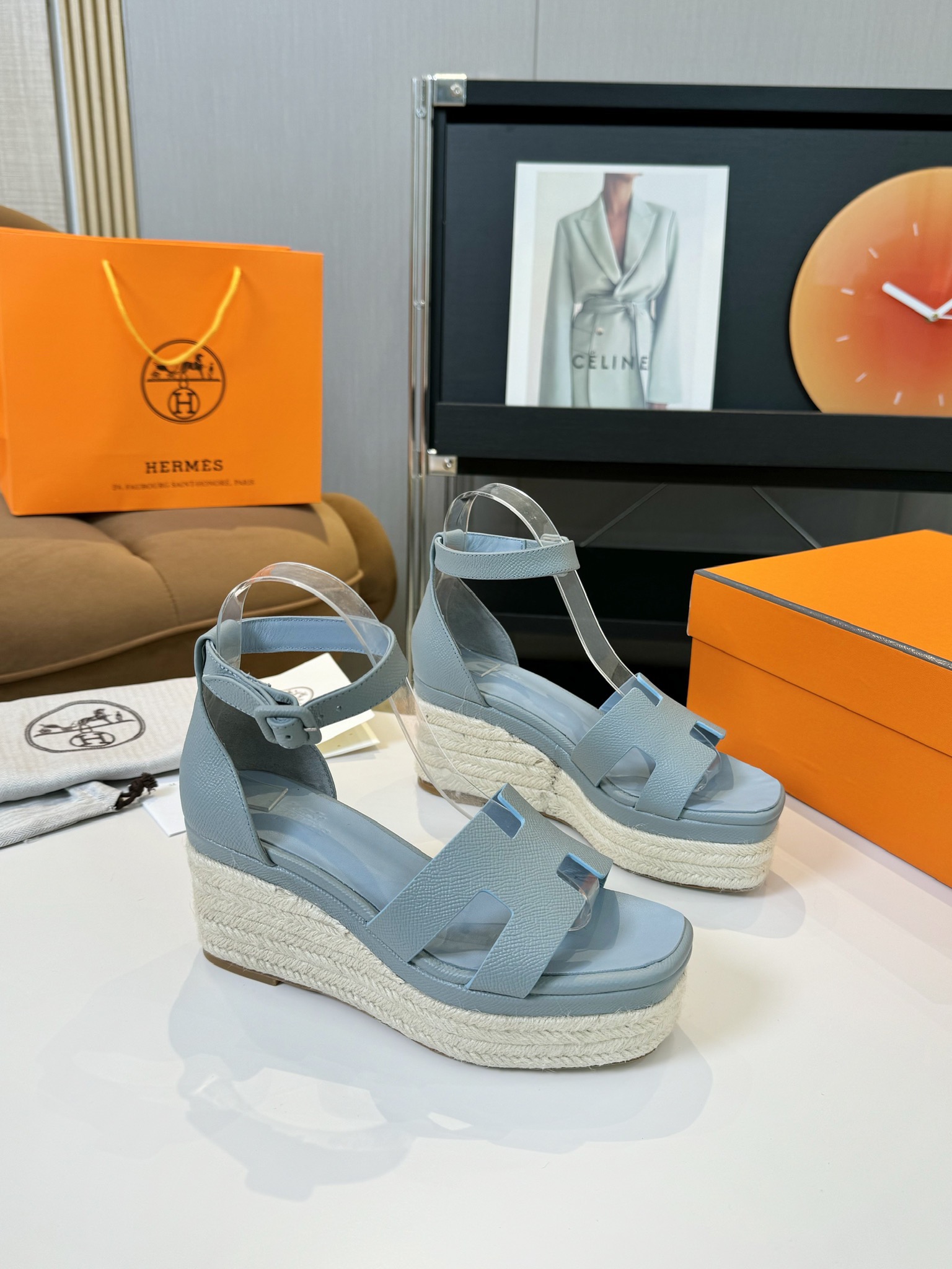 Hermès Hermès Elda Espadrille Women's Sandals blue sky