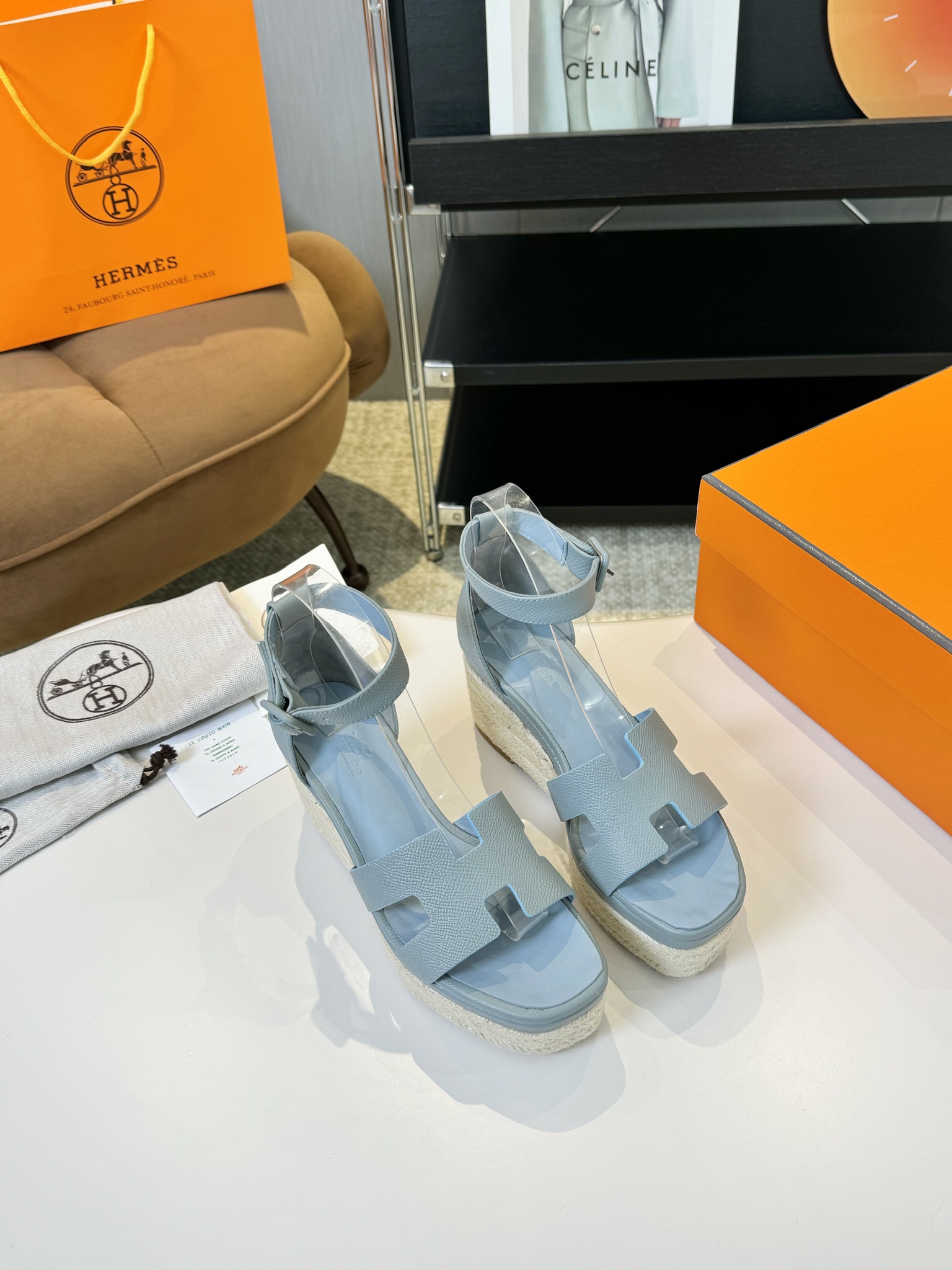 Hermès Hermès Elda Espadrille Women’s Sandals blue sky