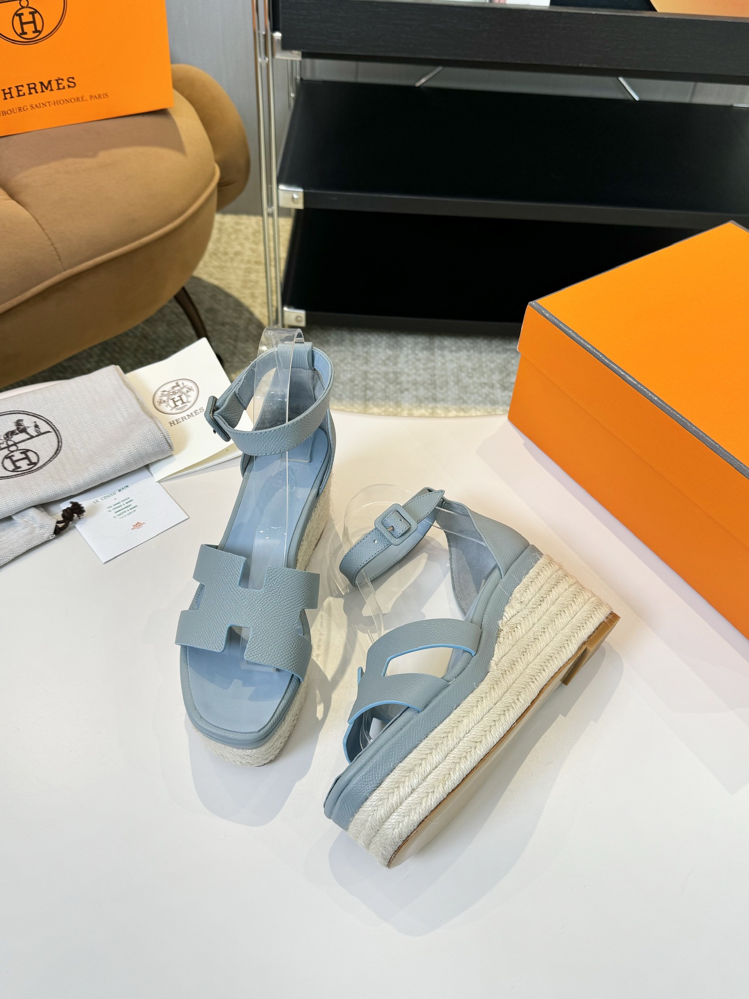 Hermès Hermès Elda Espadrille Women's Sandals blue sky