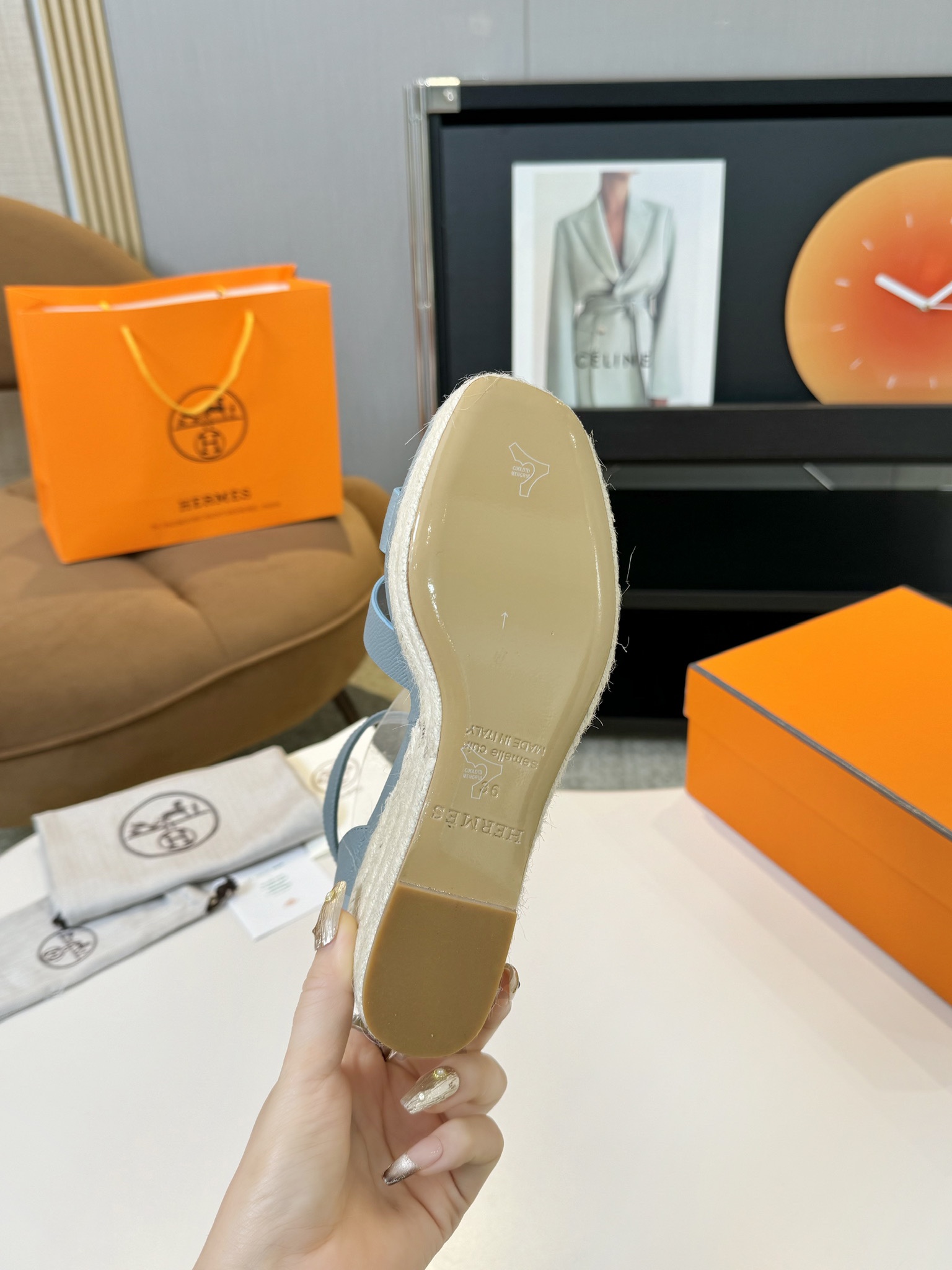 Hermès Hermès Elda Espadrille Women's Sandals blue sky