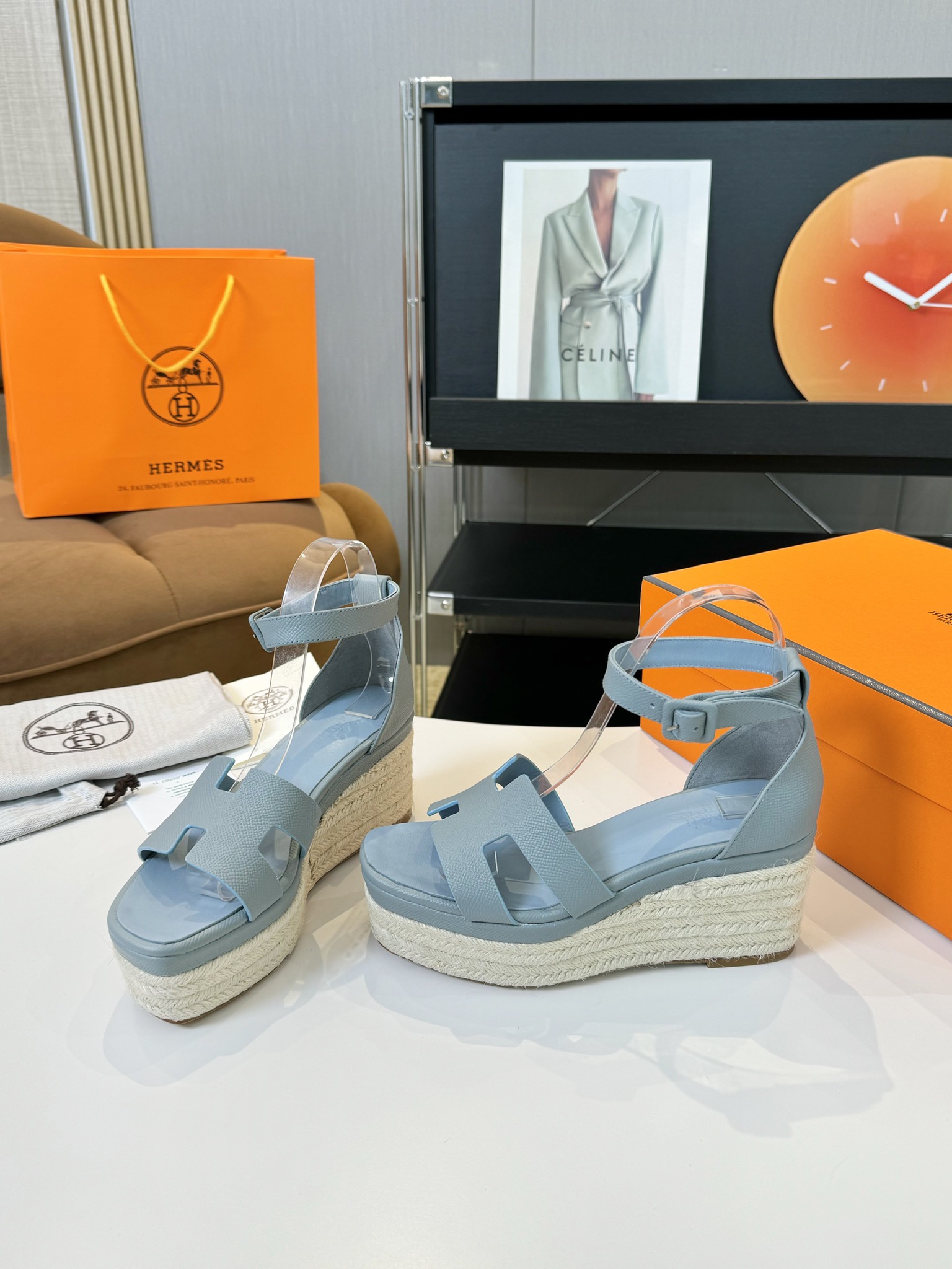 Hermès Hermès Elda Espadrille Women's Sandals blue sky