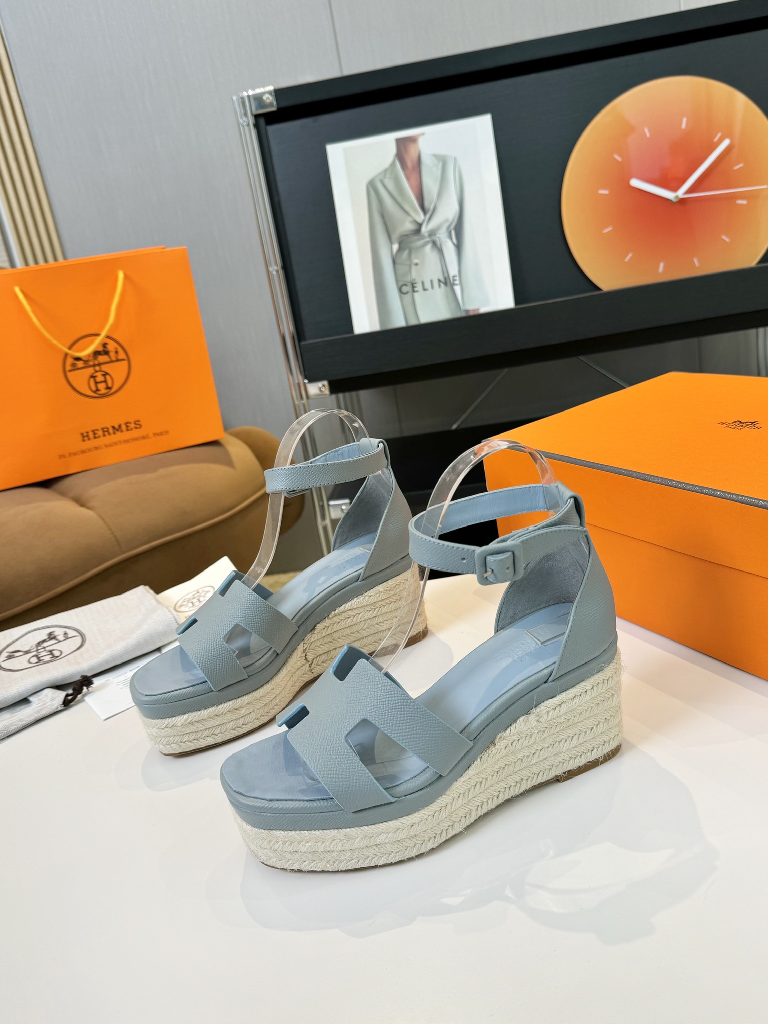 Hermès Hermès Elda Espadrille Women's Sandals blue sky