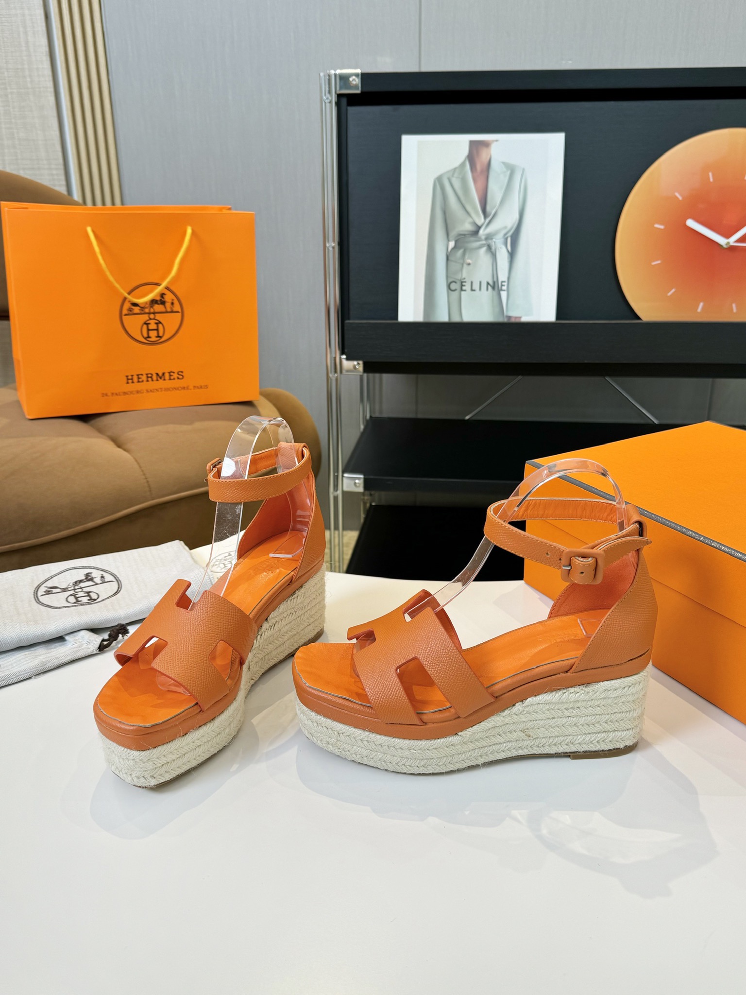Hermès Hermès Elda Espadrille Women's Sandals Orange