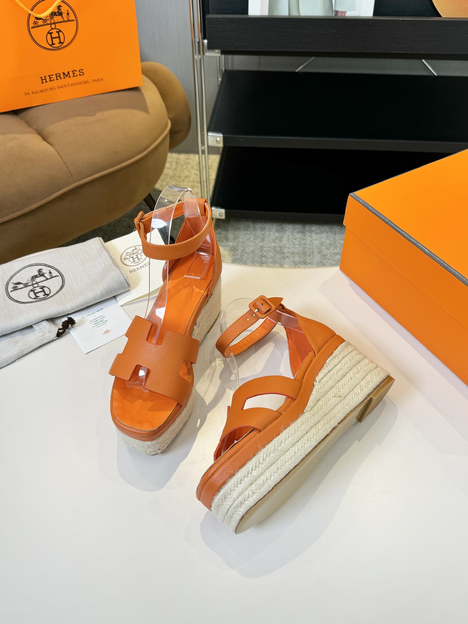 Hermès Hermès Elda Espadrille Women's Sandals Orange