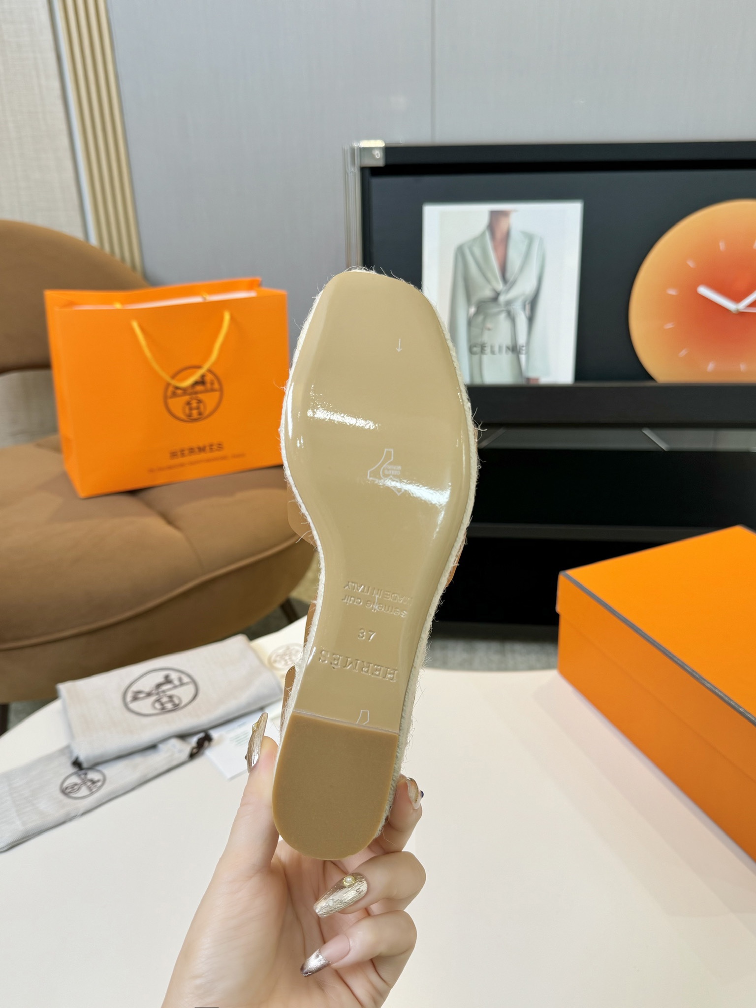 Hermès Hermès Elda Espadrille Women's Sandals Orange