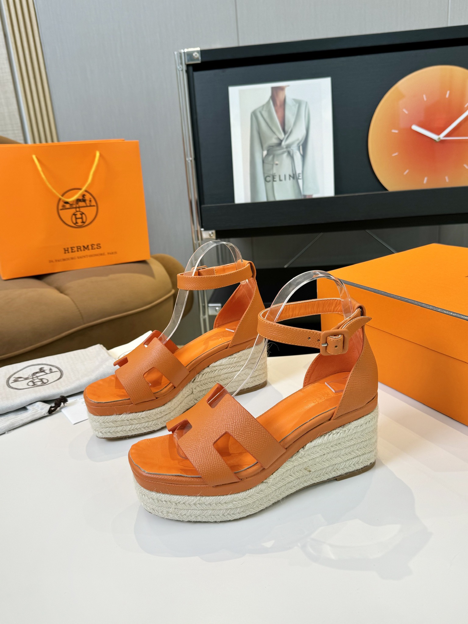 Hermès Hermès Elda Espadrille Women's Sandals Orange