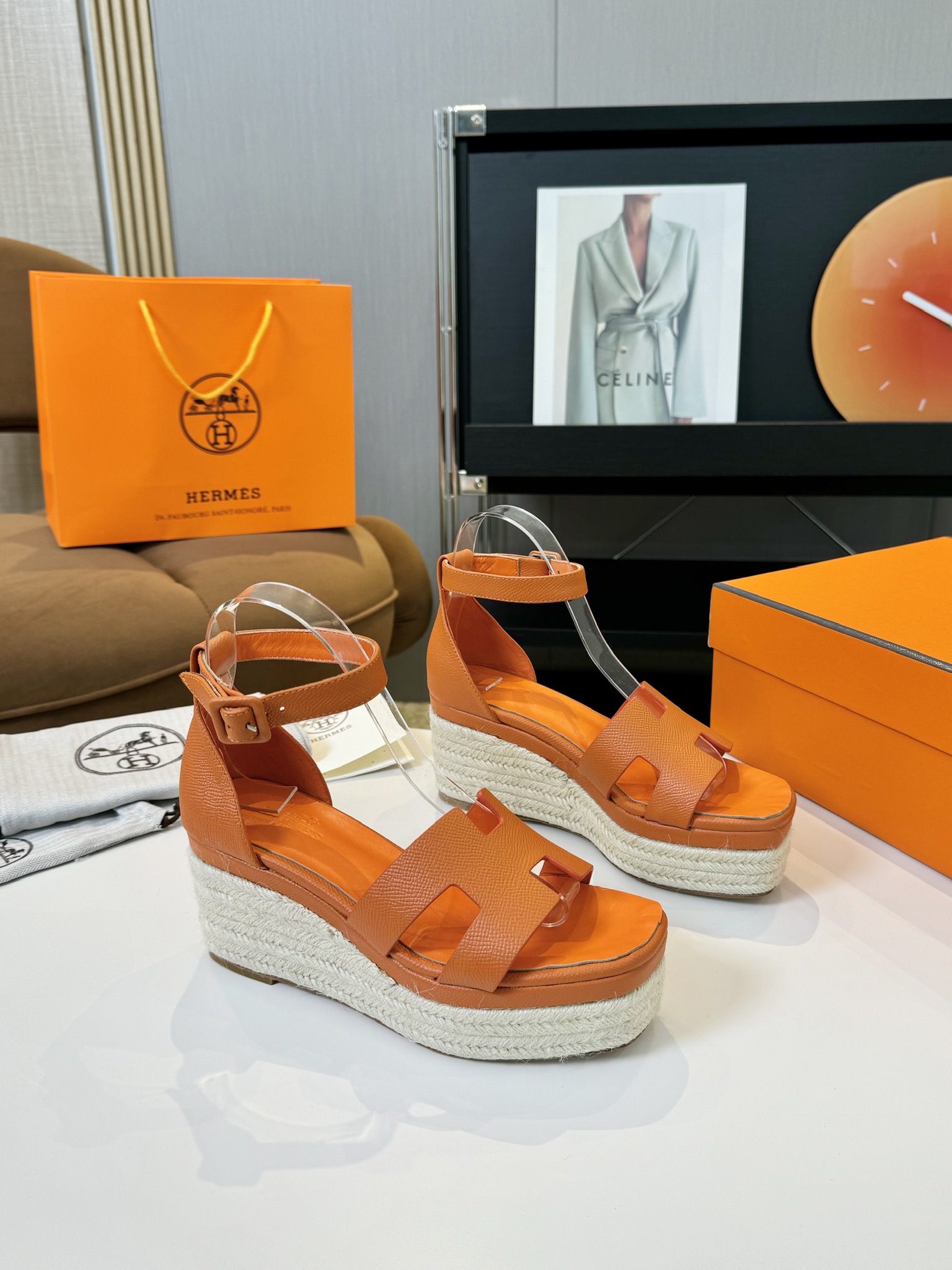 Hermès Hermès Elda Espadrille Women's Sandals Orange
