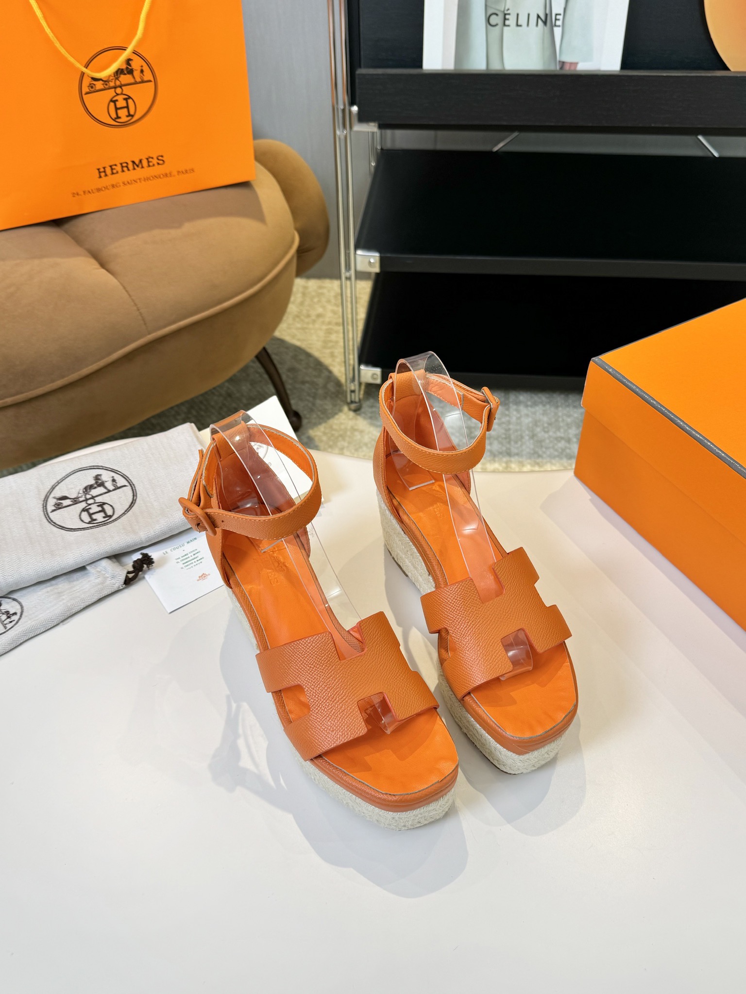 Hermès Hermès Elda Espadrille Women’s Sandals Orange