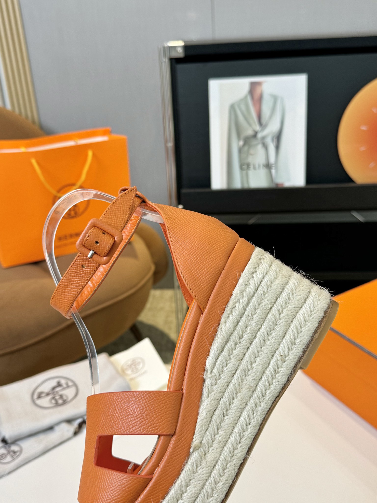 Hermès Hermès Elda Espadrille Women's Sandals Orange