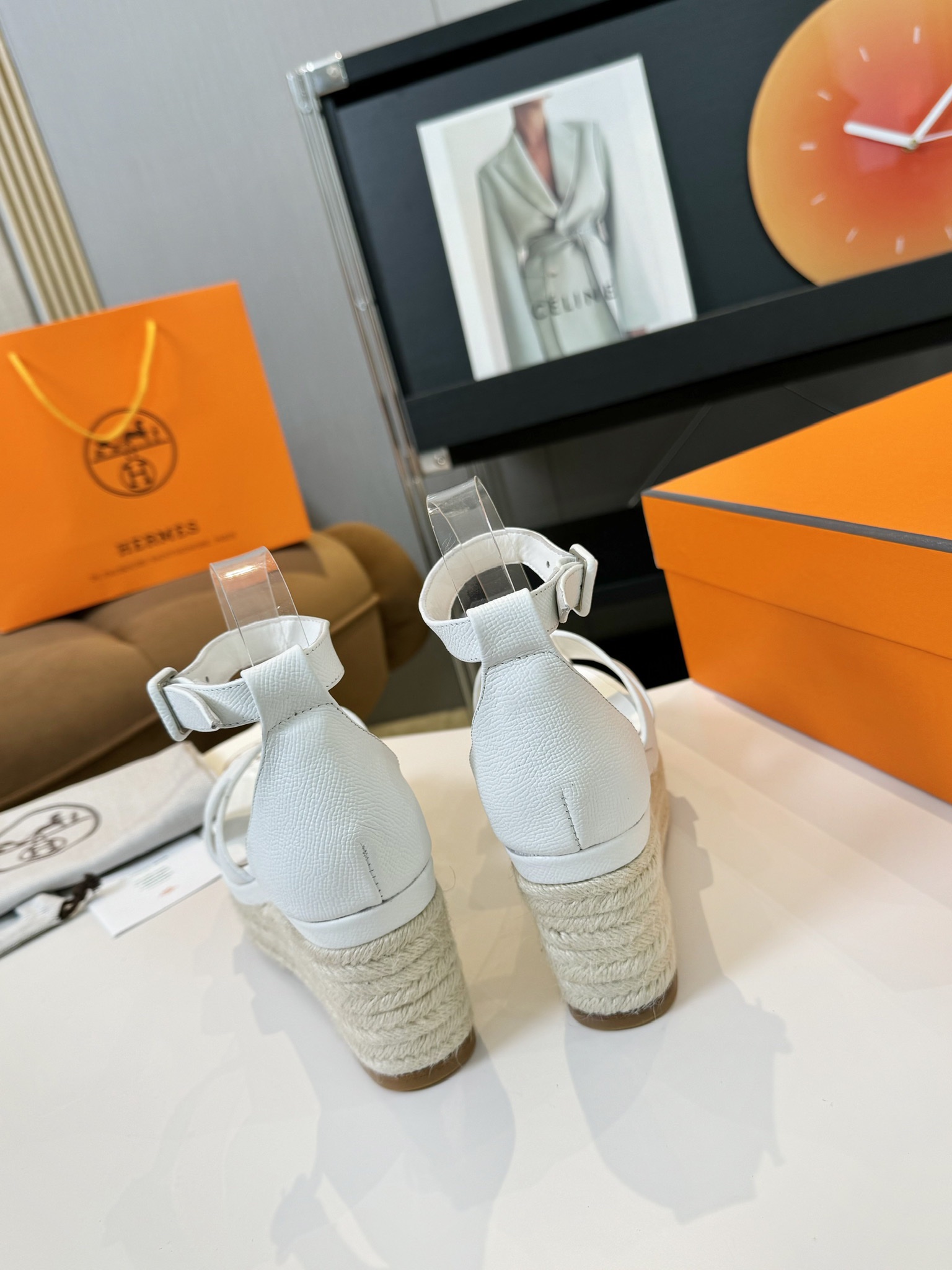 Hermès Women's White Hermès Elda Wedges