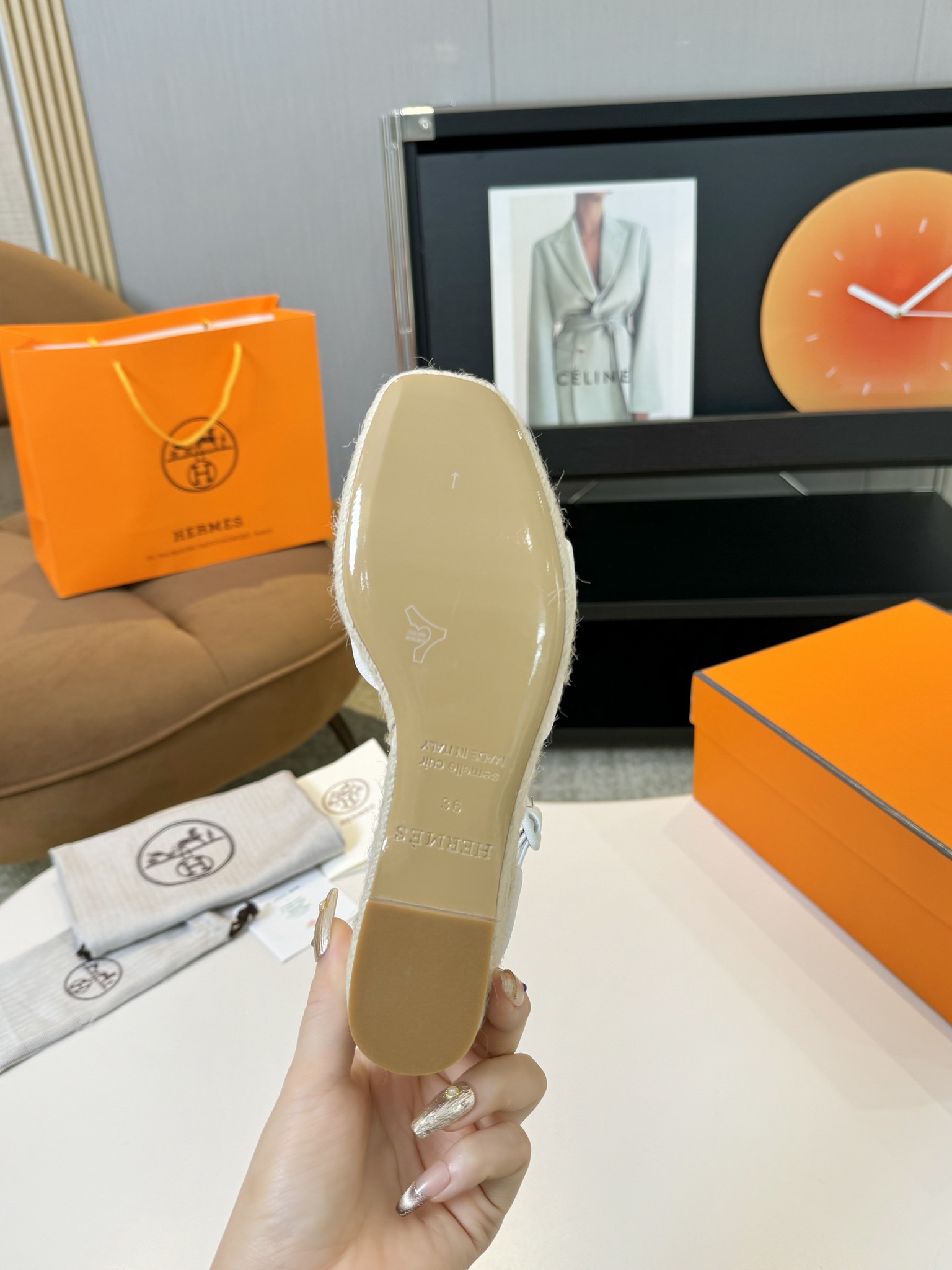 Hermès Women's White Hermès Elda Wedges