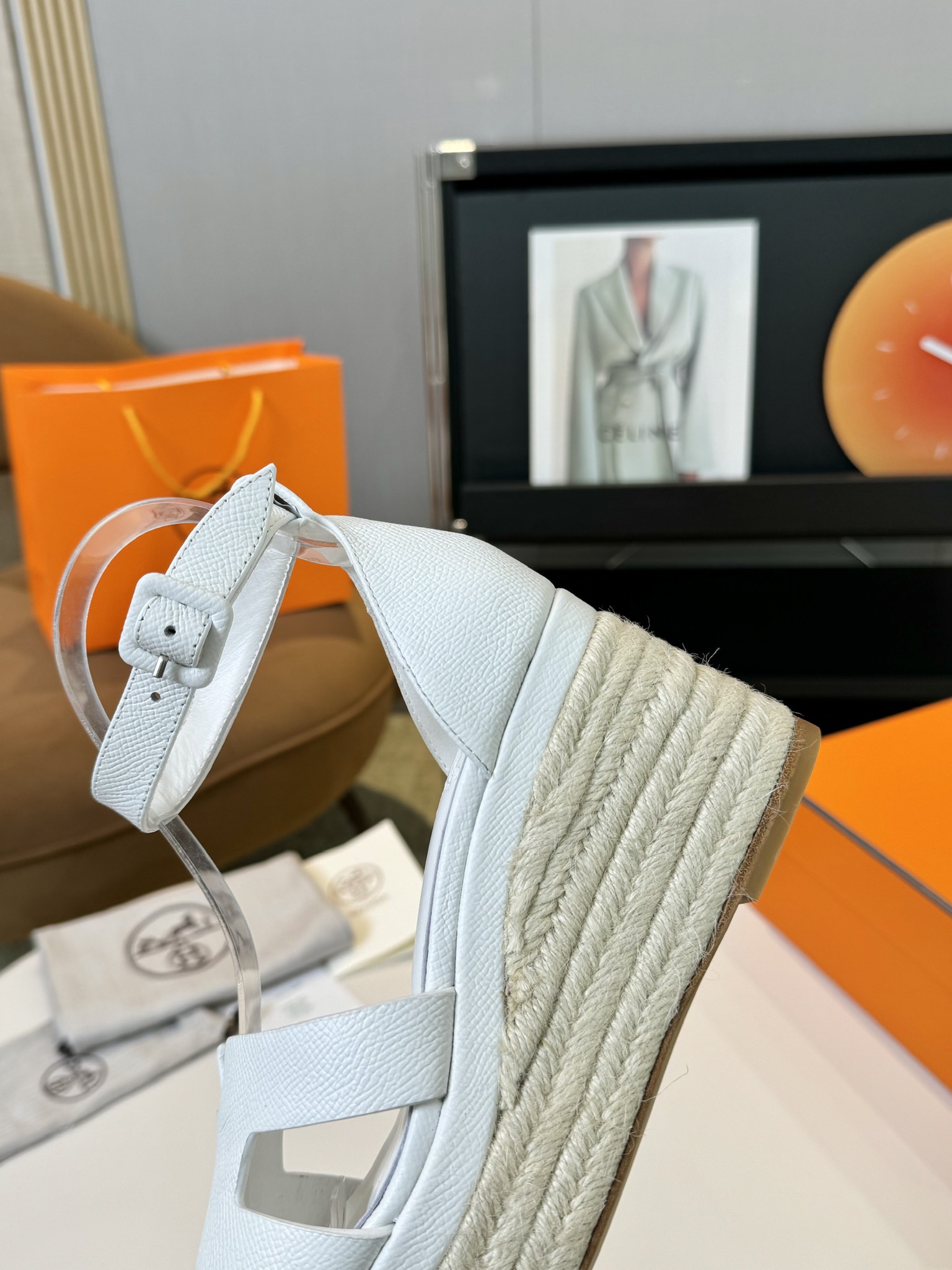 Hermès Women's White Hermès Elda Wedges