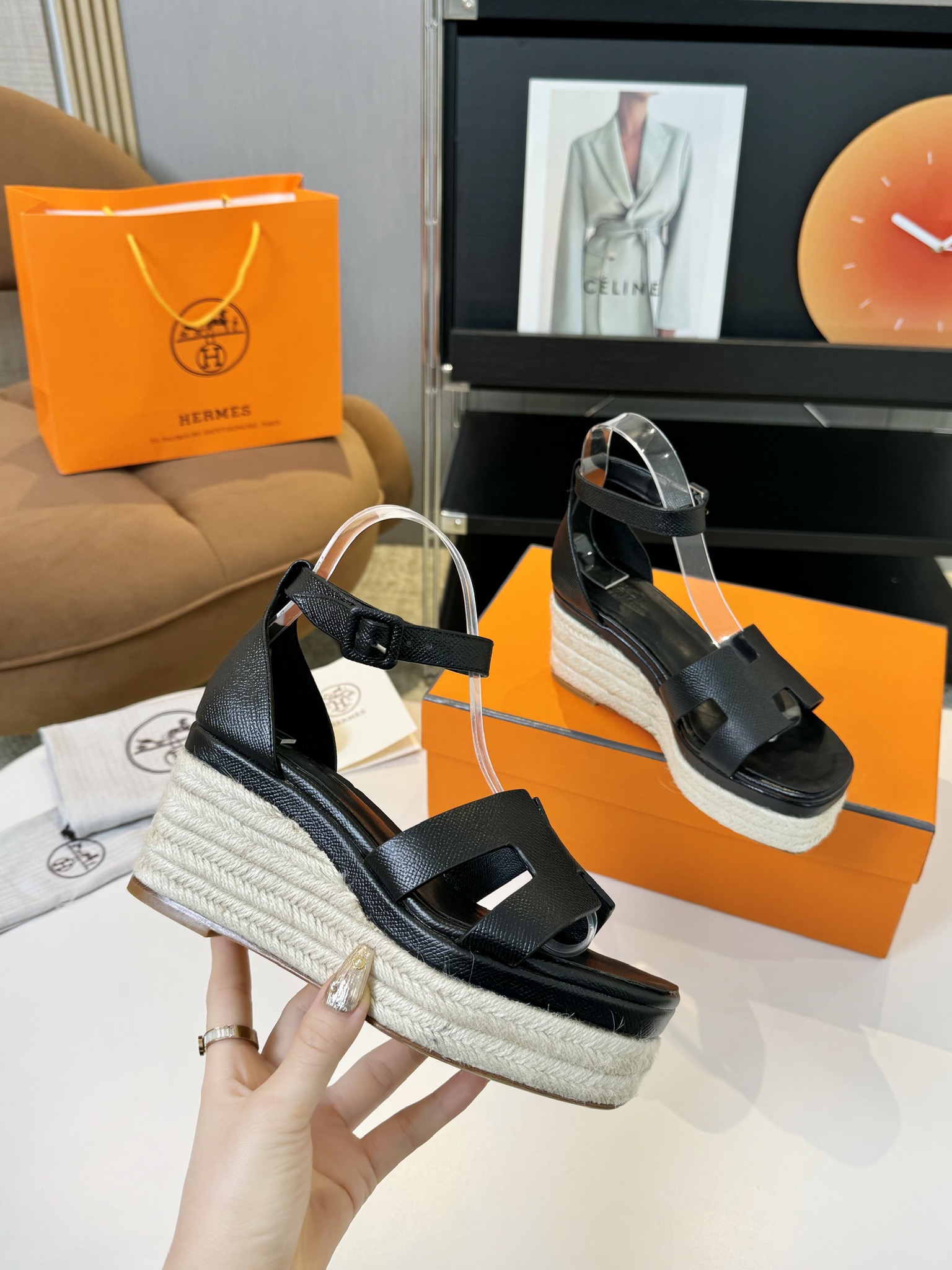 Hermès Hermès Elda Espadrille Women's Sandals black