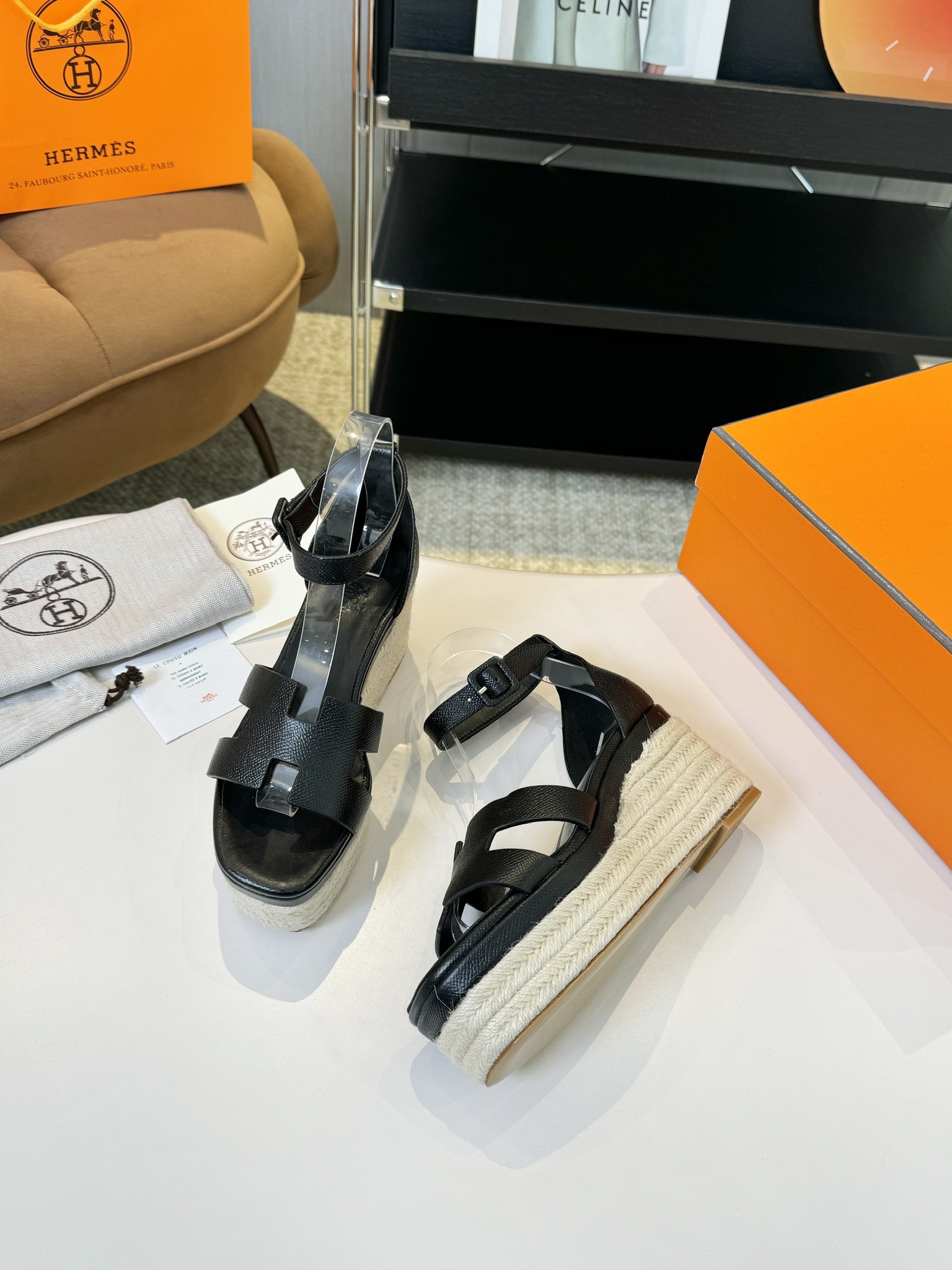 Hermès Hermès Elda Espadrille Women's Sandals black
