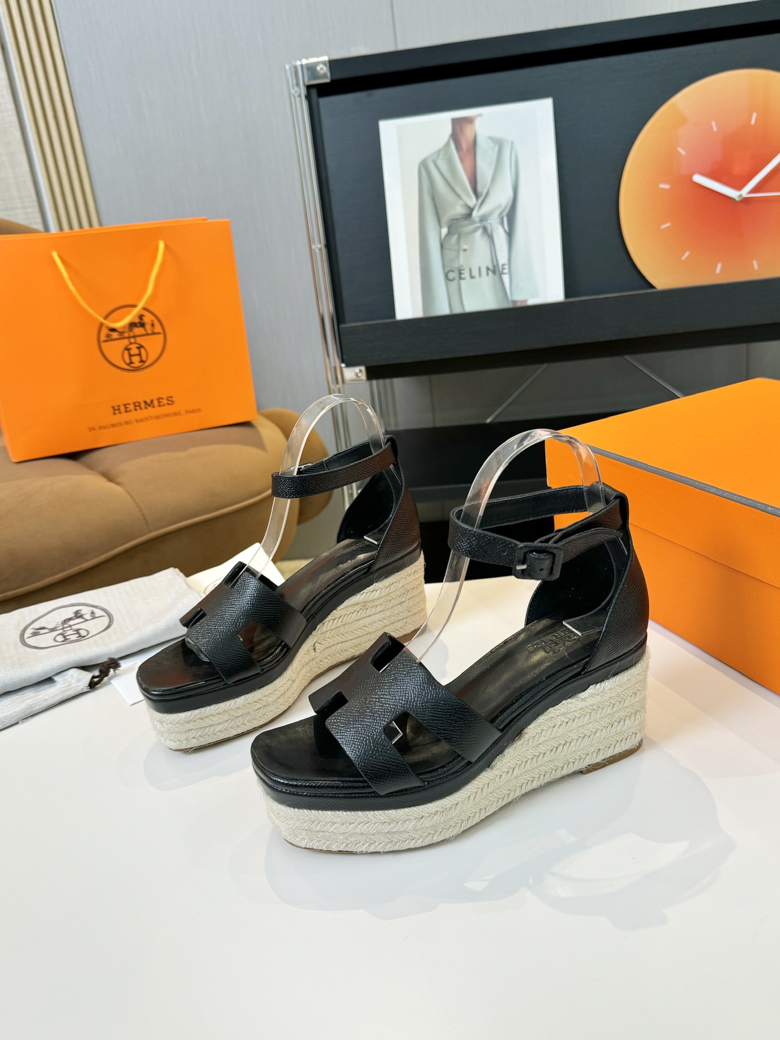 Hermès Hermès Elda Espadrille Women's Sandals black