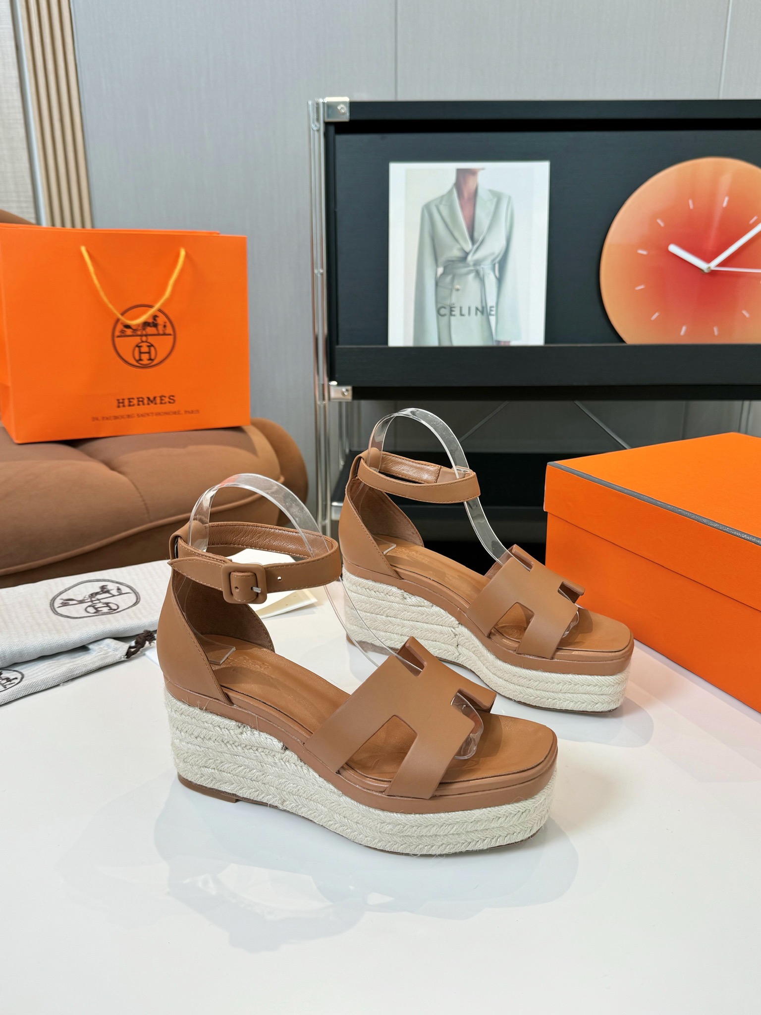 Hermès Hermès Elda Espadrille Women's Sandals  brown