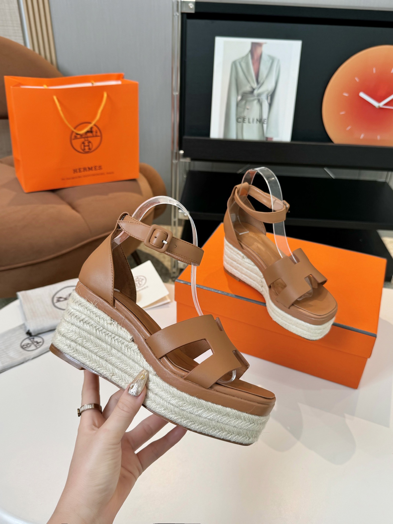 Hermès Hermès Elda Espadrille Women's Sandals  brown