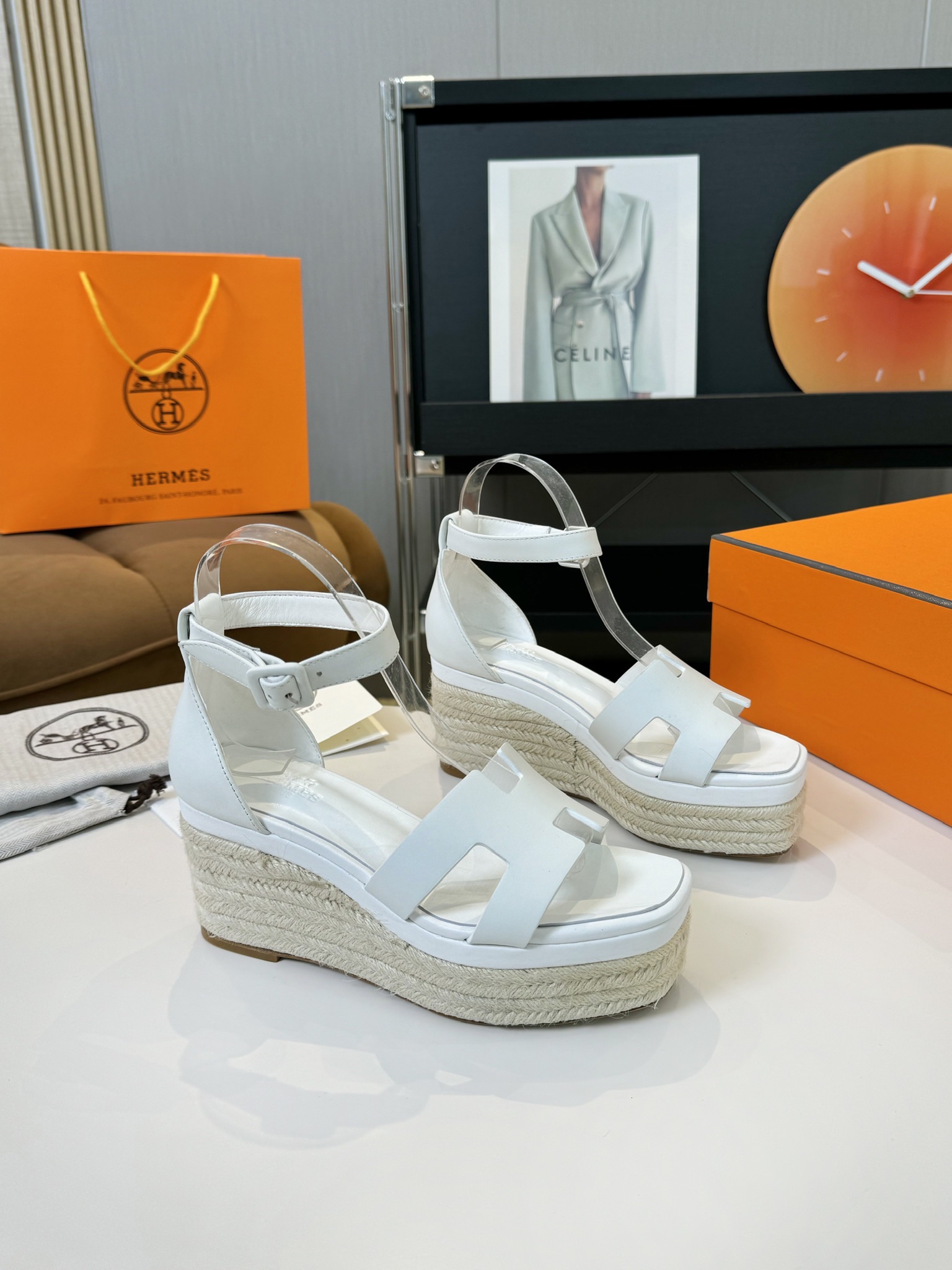Hermès Hermès Elda Espadrille Women's Sandals White