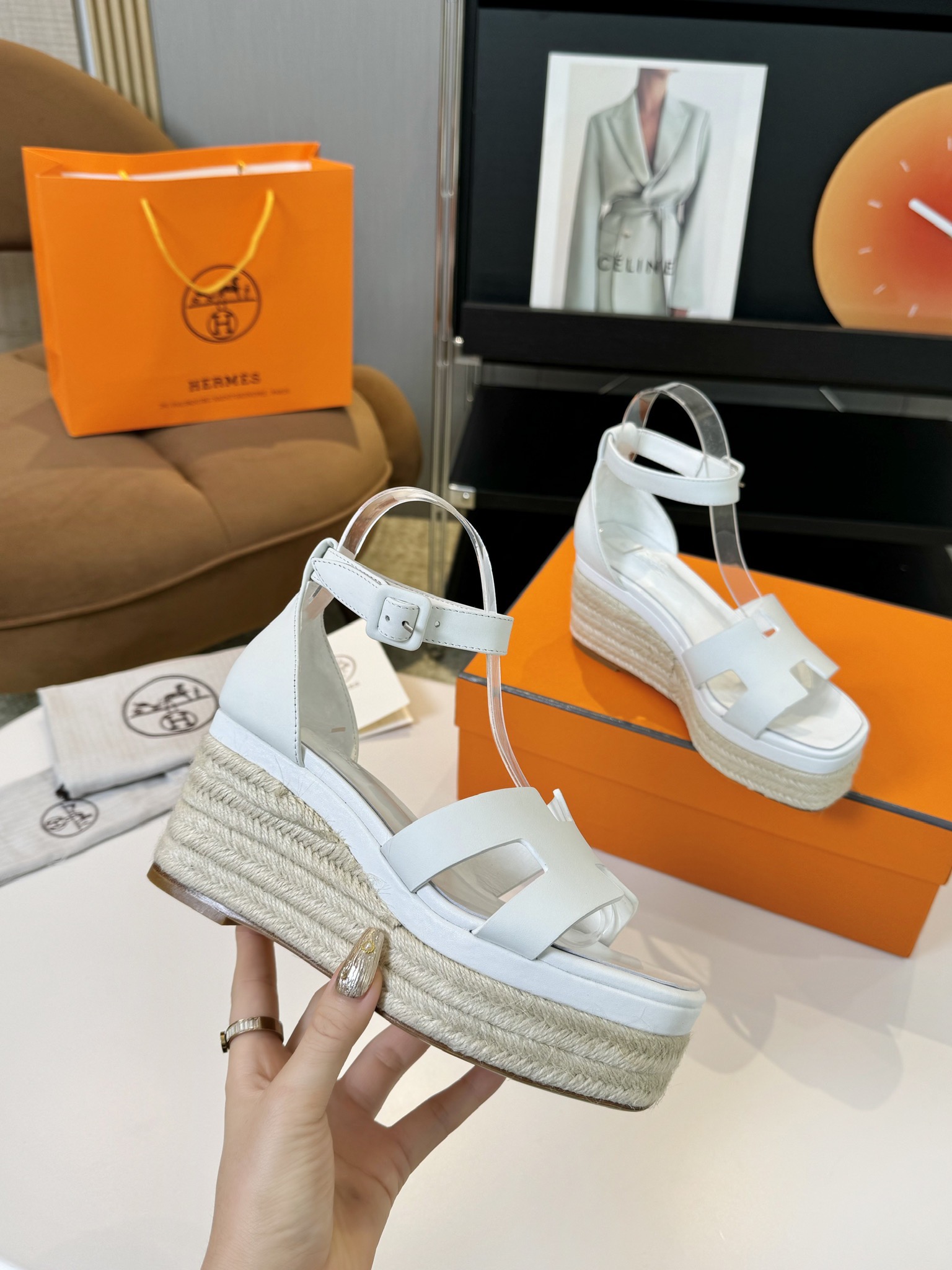 Hermès Hermès Elda Espadrille Women's Sandals White