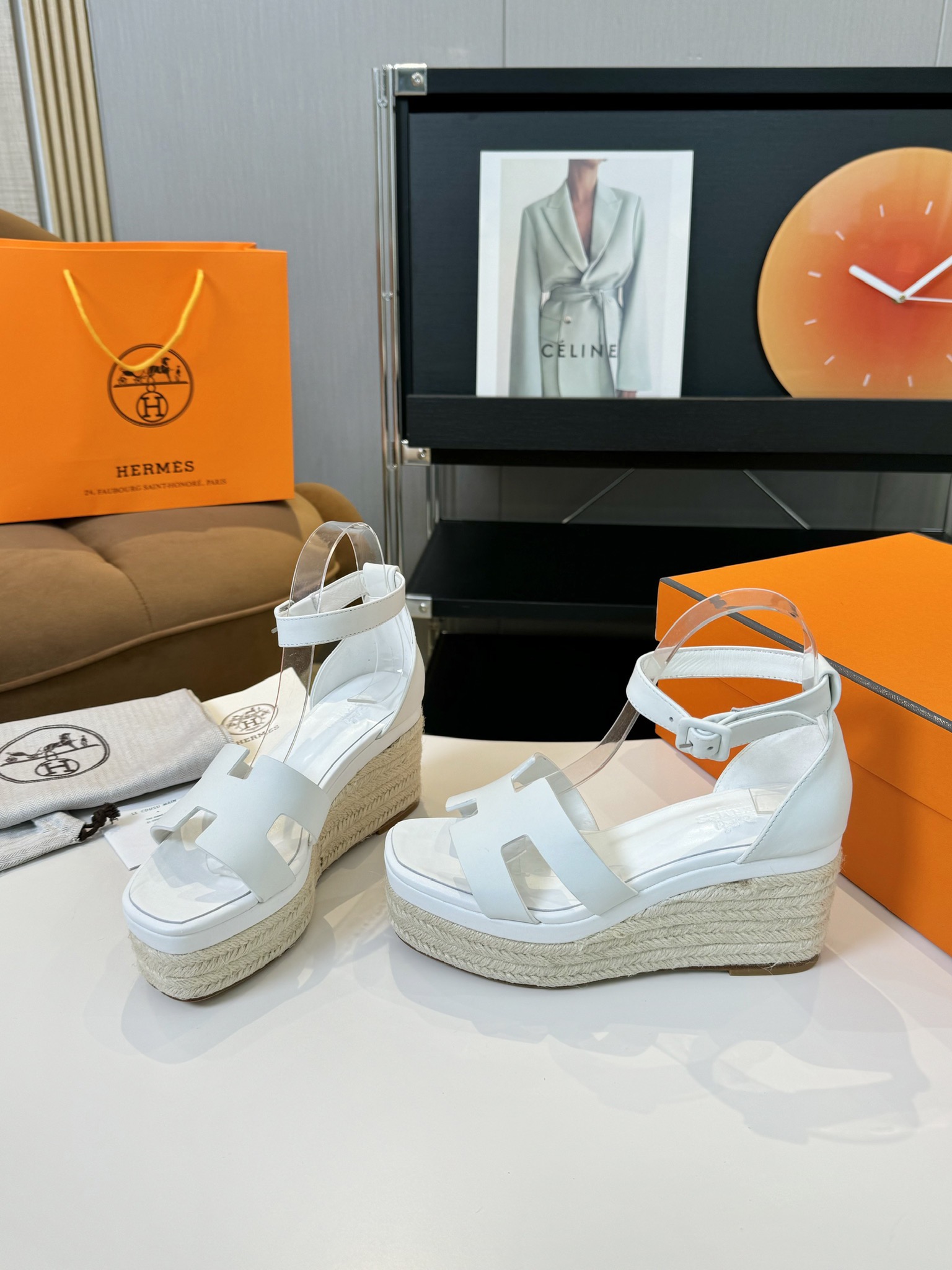 Hermès Hermès Elda Espadrille Women's Sandals White