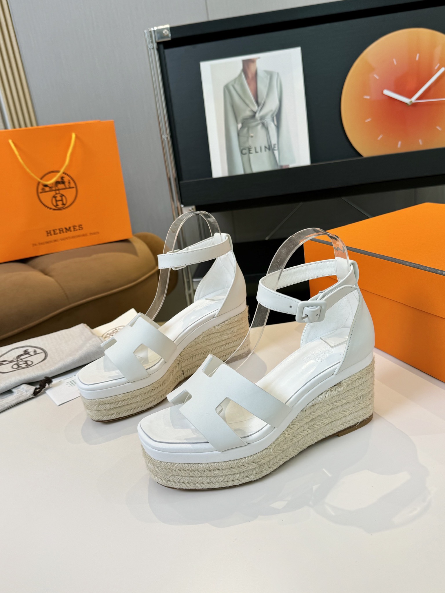 Hermès Hermès Elda Espadrille Women's Sandals White