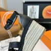 Hermes  Goatskin Elda Espadrille Wedge Sandals  Black