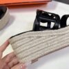 Hermes  Nappa Ithea Espadrille Wedge Sandals Black