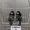 Hermes  Nappa Ithea Espadrille Wedge Sandals Black