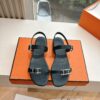HERMÈS Calfskin Cristal Sandals – Black, Size