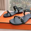 HERMÈS Calfskin Cristal Sandals – Black, Size