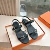 HERMÈS Calfskin Cristal Sandals – Black, Size